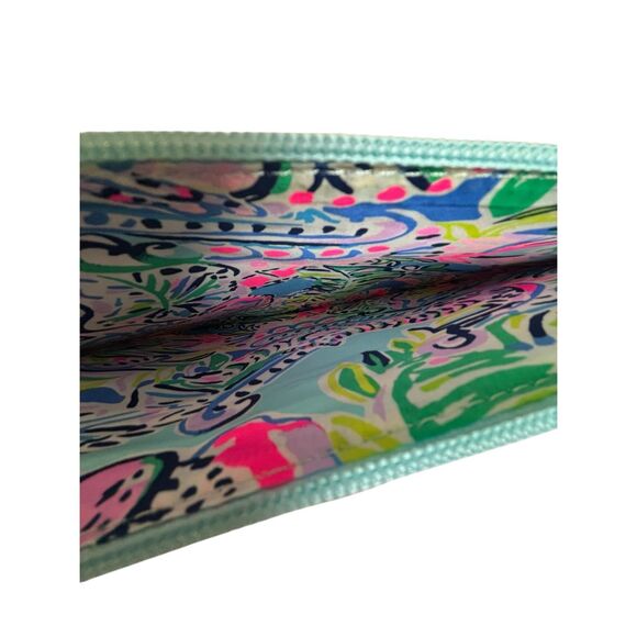 Lilly Pulitzer Pencil Pouch Womens Multicolor Print Gold Wrist Strap Zipper Case - Picture 3 of 4